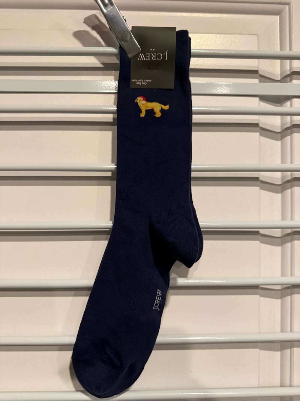 J. Crew Navy Dress Socks with Yellow Embroidered Dog